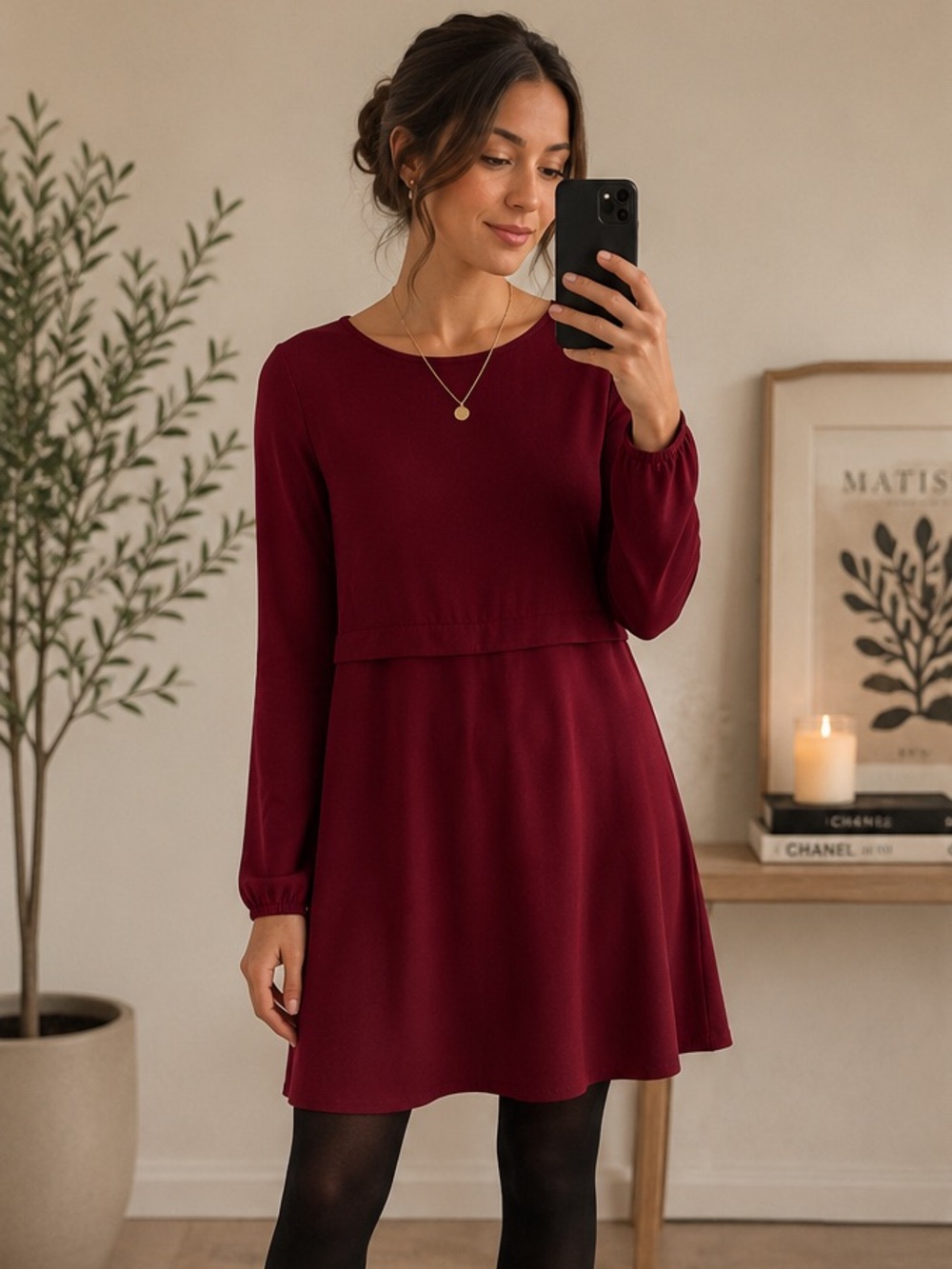 Aritzia Talula Burgundy Red Long Sleeve Dress – Size 4